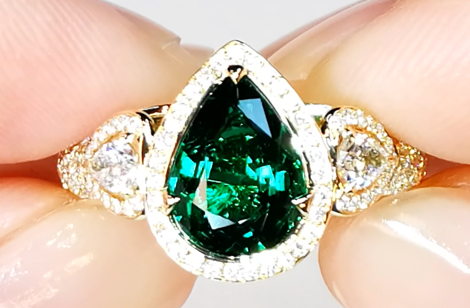 2.21ct Russian Emerald Ring with D Flawless Diamonds set in 18K Yellow Gold