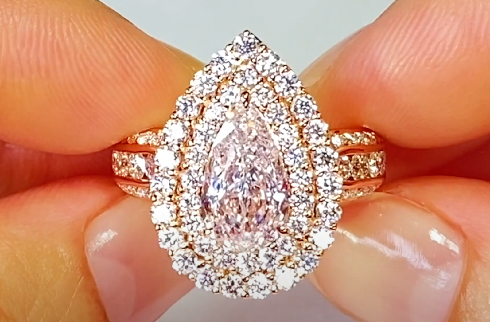 2.03ct Flawless Argyle Pink Diamond Ring with D Flawless Diamonds set in 18K Rose Gold