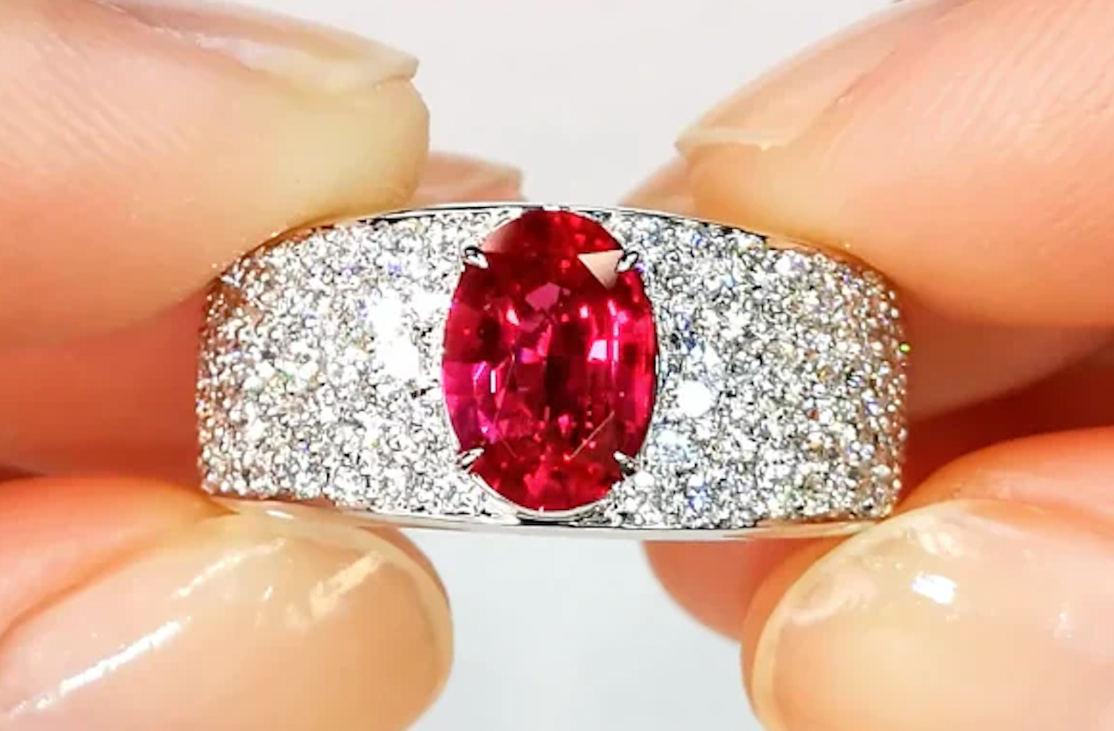 1.55ct Unheated Luc Yen Jedi Ruby Ring with D Flawless Diamonds set in 18K White Gold