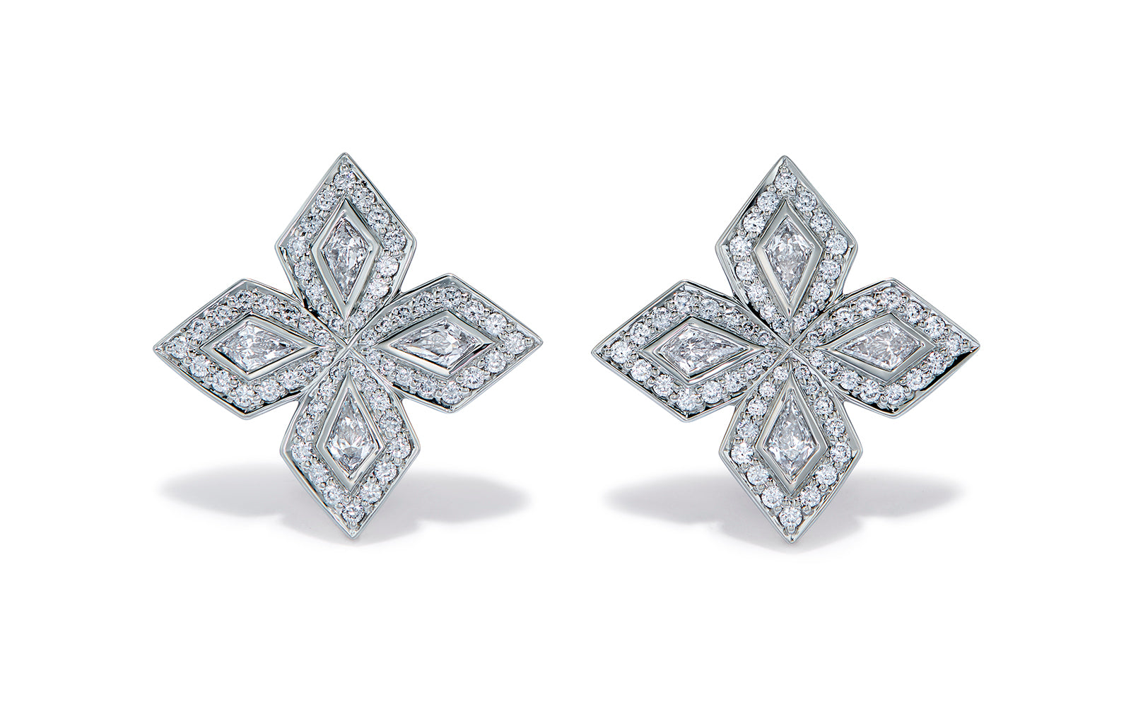 Classic Kite 1.36ct D Flawless Diamond Earrings set in Platinum