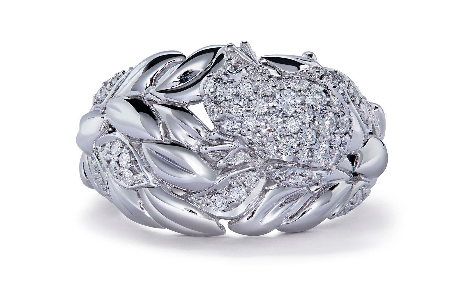0.61ct Little Frog Ring D Flawless Diamond Ring set in 18K White Gold