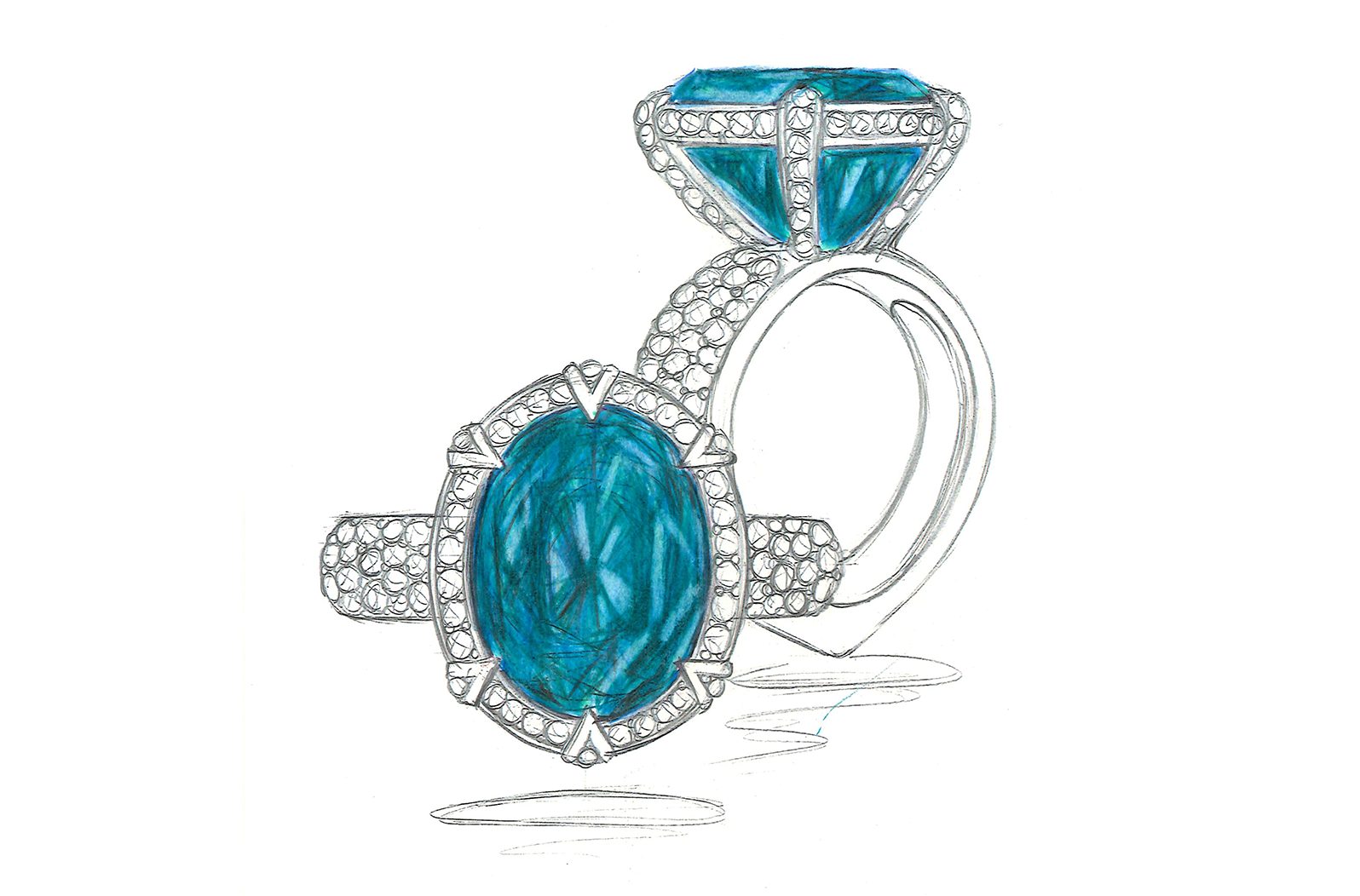 4.59ct Colour Change Indicolite Tourmaline Ring with D Flawless Diamonds set in 18K White Gold
