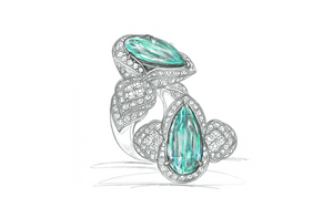 4.07ct Neon Paraiba Tourmaline Ring with D Flawless Diamonds set in 18K Yellow Gold