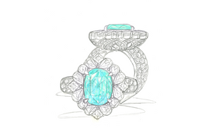 7.19ct Neon Paraiba Tourmaline Ring with D Flawless Diamonds set in 18K White Gold