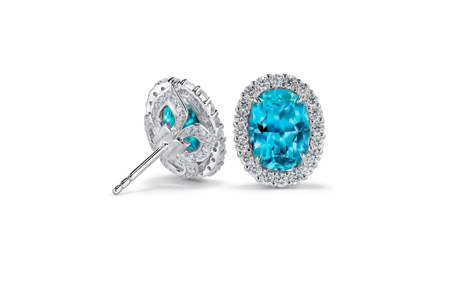 4.66ct Neon Paraiba Tourmaline Earrings with D Flawless Diamonds set in 18K White Gold