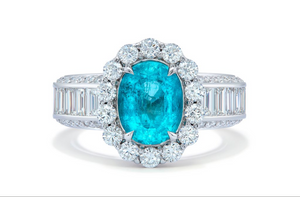 2.40ct Neon Paraiba Tourmaline Ring with D Flawless Diamonds set in 18K White Gold