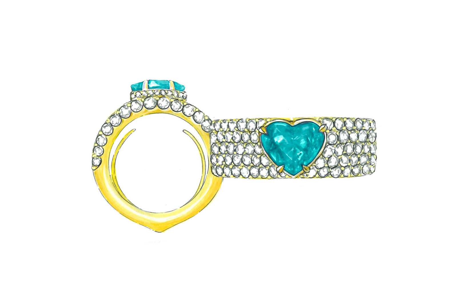 1.04ct Neon Paraiba Tourmaline Ring with D Flawless Diamonds set in 18K Yellow Gold