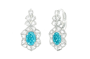 3.90ct Neon Paraiba Tourmaline Earrings with D Flawless Diamonds set in 18K White Gold