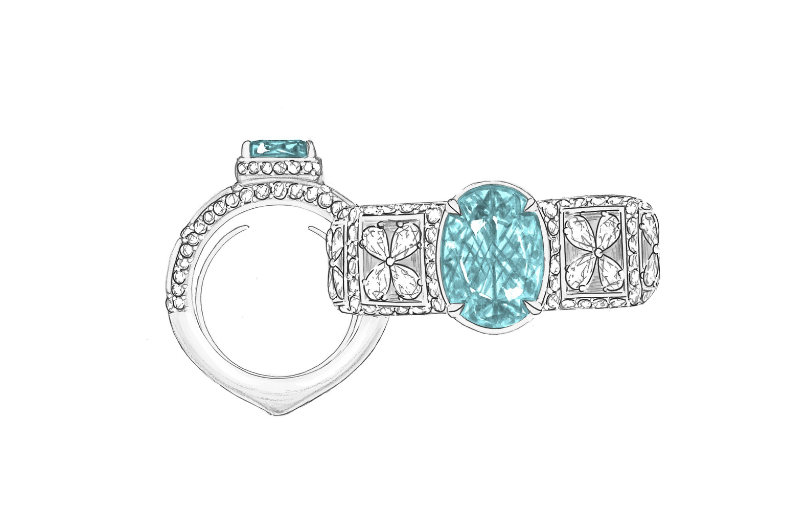 1.92ct Neon Paraiba Tourmaline Ring with D Flawless Diamonds set in 18K White Gold
