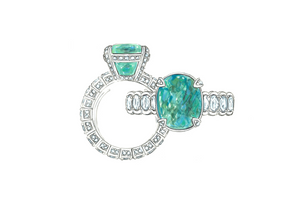 3.06ct Neon Paraiba Tourmaline Ring with D Flawless Diamonds set in 18K White Gold
