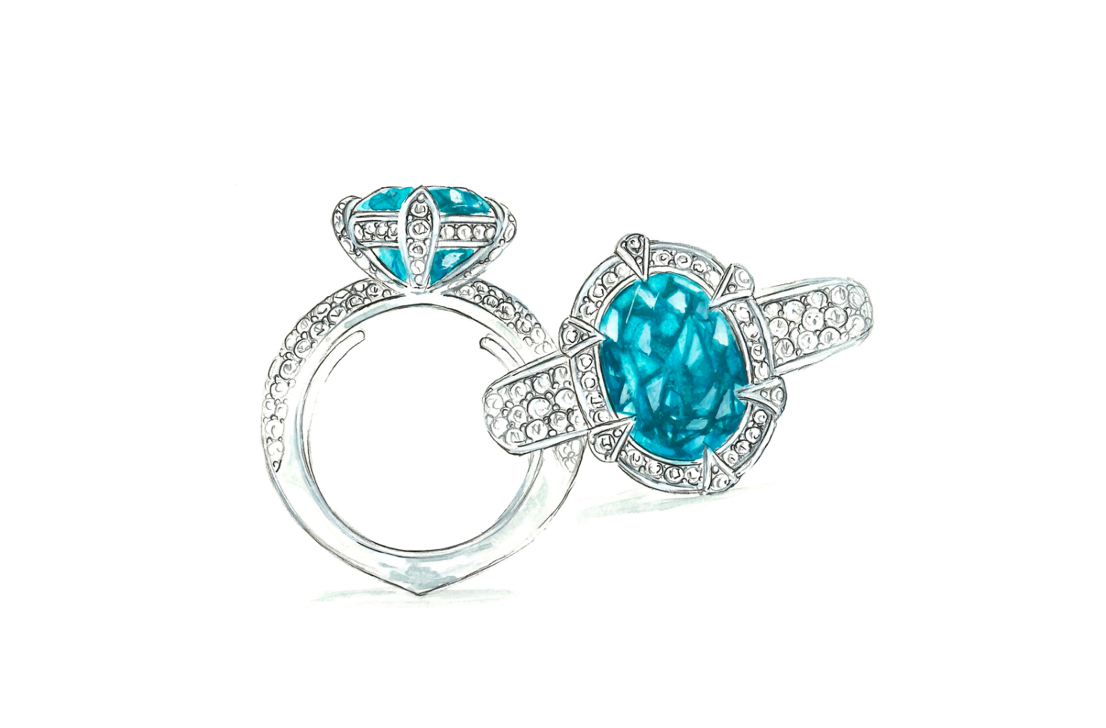 3.49ct Neon Paraiba Tourmaline Ring with D Flawless Diamonds set in 18K White Gold