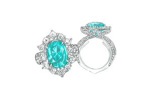 2.89ct Neon Paraiba Tourmaline Ring with D Flawless Diamonds set in 18K White Gold