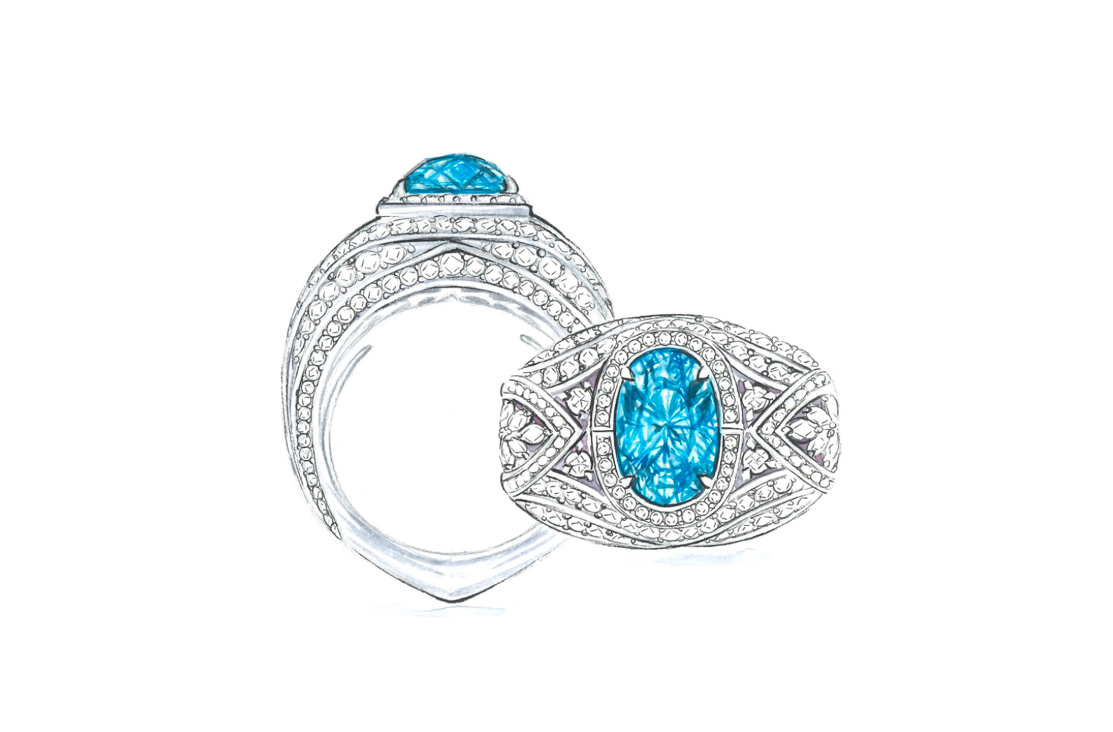 3.21ct Neon Paraiba Tourmaline Ring with D Flawless Diamonds set in 18K White Gold