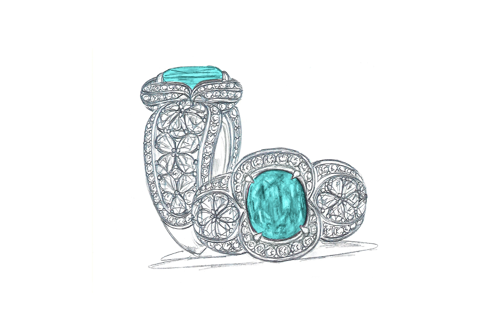 3.56ct Neon Paraiba Tourmaline Ring with D Flawless Diamonds set in 18K White Gold