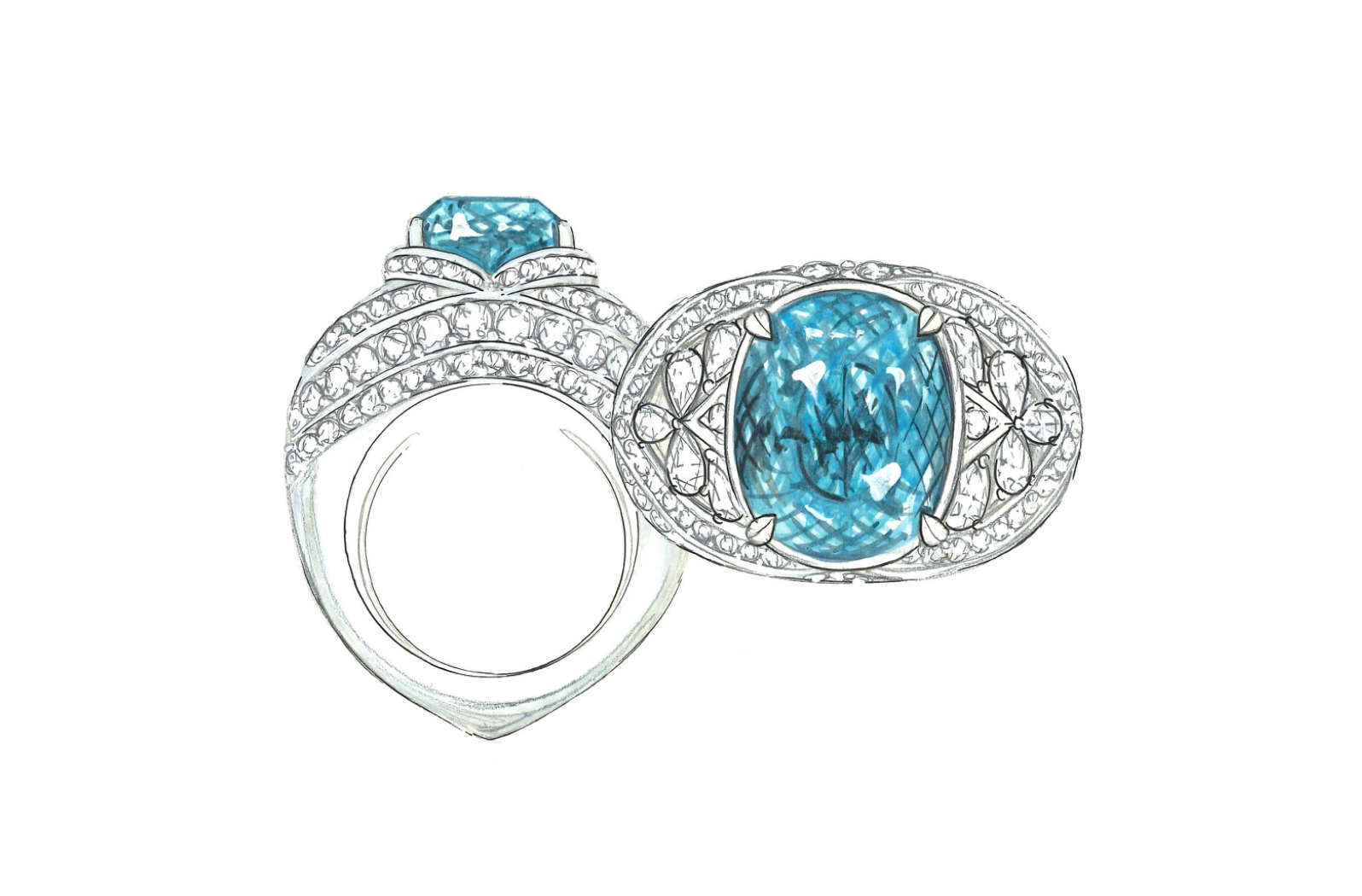 3.88ct Neon Paraiba Tourmaline Ring with D Flawless Diamonds set in 18K White Gold