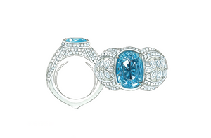 3.93ct Neon Paraiba Tourmaline Ring with D Flawless Diamonds set in 18K White Gold