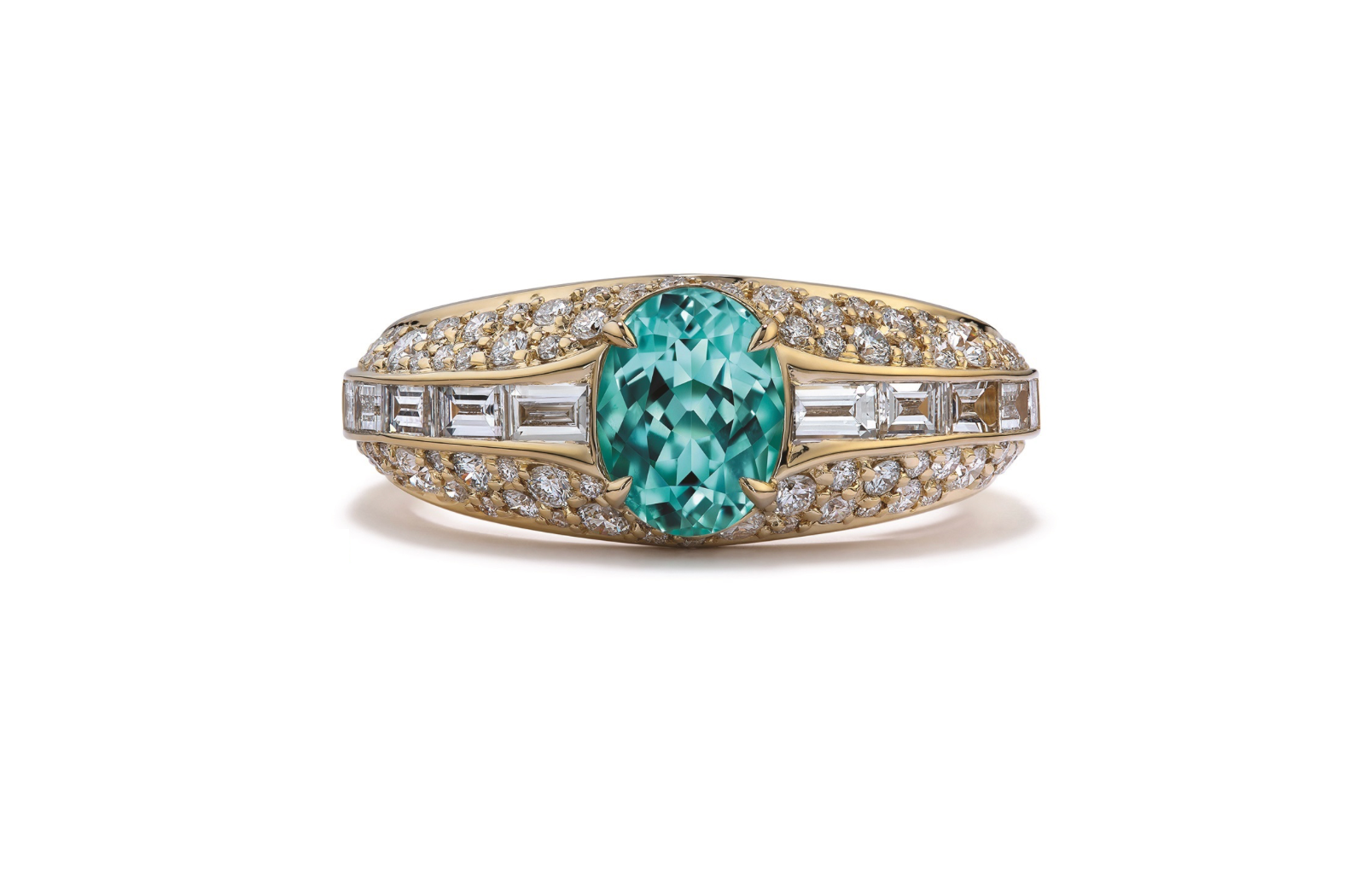 2.01ct Neon Paraiba Tourmaline Ring with D Flawless Diamonds set in 18K Yellow Gold