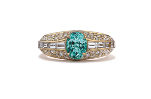 2.01ct Neon Paraiba Tourmaline Ring with D Flawless Diamonds set in 18K Yellow Gold