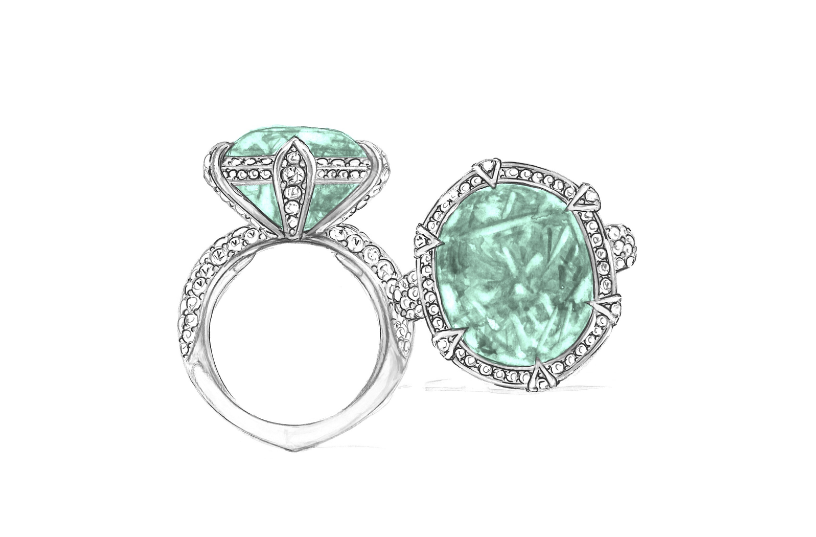 7.90ct Neon Paraiba Tourmaline Ring with D Flawless Diamonds set in 18K White Gold