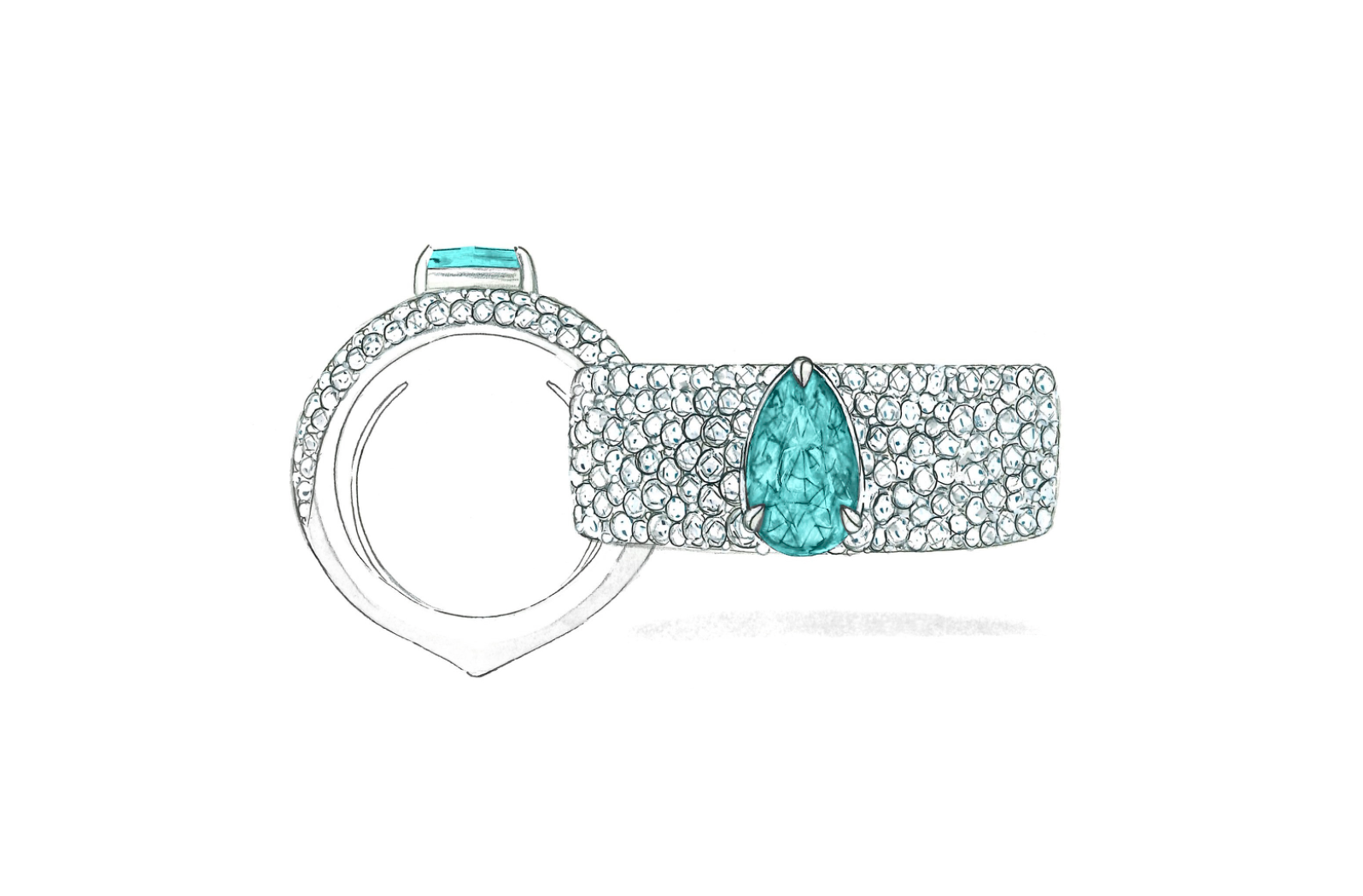 1.60ct Neon Paraiba Tourmaline Ring with D Flawless Diamonds set in 18K White Gold