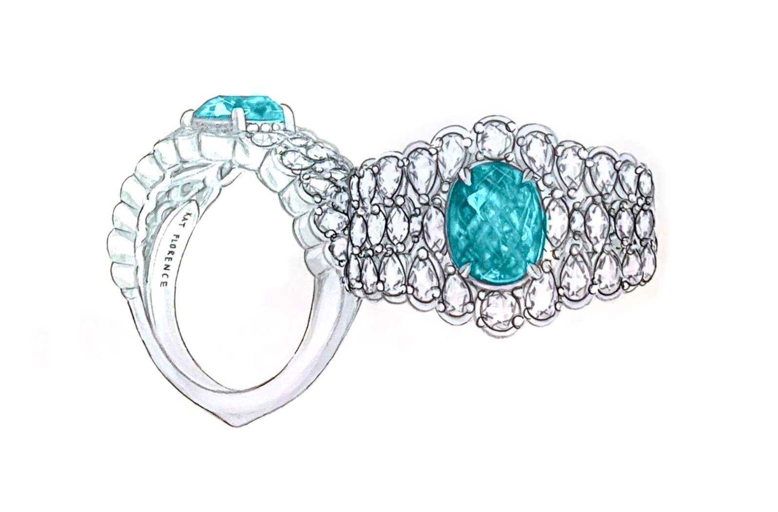 1.88ct Neon Paraiba Tourmaline Ring with D Flawless Diamonds set in 18K White Gold