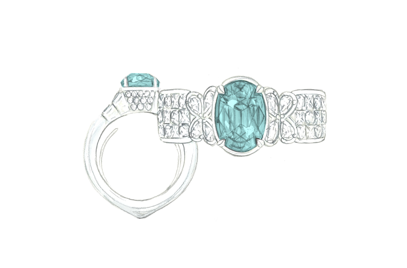 2.40ct Neon Paraiba Tourmaline Ring with D Flawless Diamonds set in 18K White Gold
