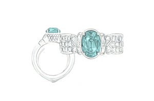 2.40ct Neon Paraiba Tourmaline Ring with D Flawless Diamonds set in 18K White Gold