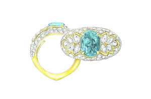 2.35ct Neon Paraiba Tourmaline Ring with D Flawless Diamonds set in 18K Yellow Gold