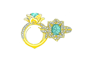 1.19ct Neon Paraiba Tourmaline Ring with D Flawless Diamonds set in 18K Yellow Gold