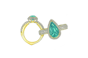 5.47ct Neon Paraiba Tourmaline Ring with D Flawless Diamonds set in 18K Yellow Gold