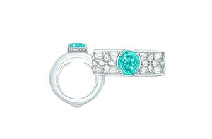 1.20ct Neon Paraiba Tourmaline Ring with D Flawless Diamonds set in 18K White Gold