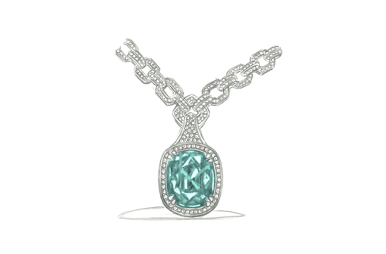 38.88ct Neon Paraiba Tourmaline Necklace with D Flawless Diamonds set in 18K White Gold