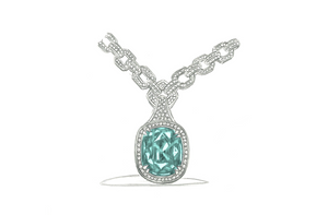 38.88ct Neon Paraiba Tourmaline Necklace with D Flawless Diamonds set in 18K White Gold