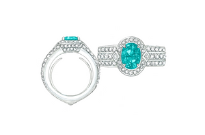 1.19ct Neon Paraiba Tourmaline Ring with D Flawless Diamonds set in 18K White Gold