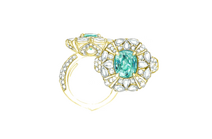 3.20ct Neon Paraiba Tourmaline Ring with D Flawless Diamonds set in 18K Yellow Gold