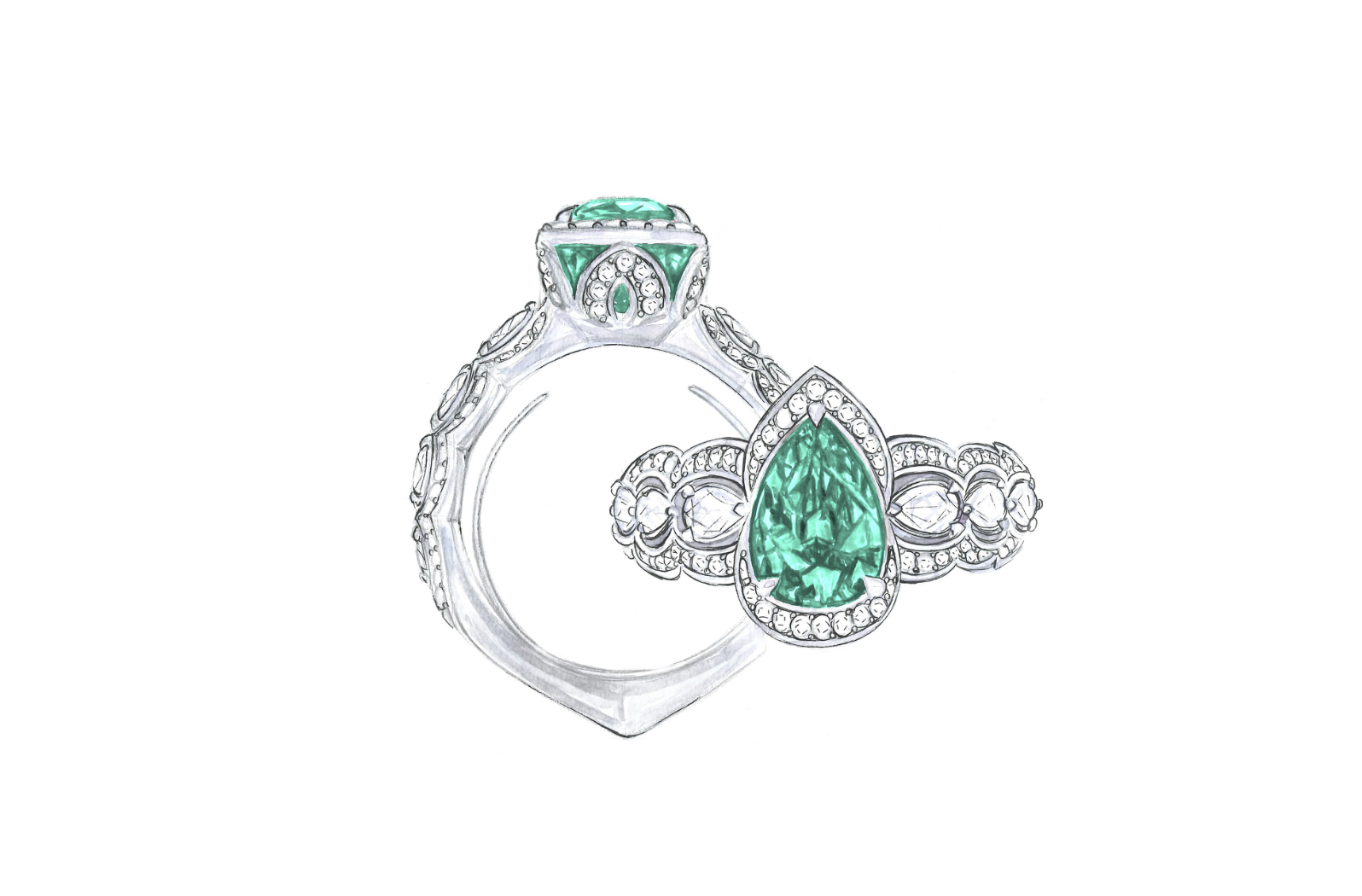 1.91ct Neon Paraiba Tourmaline Ring with D Flawless Diamonds set in 18K White Gold