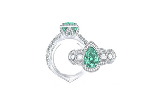 1.91ct Neon Paraiba Tourmaline Ring with D Flawless Diamonds set in 18K White Gold