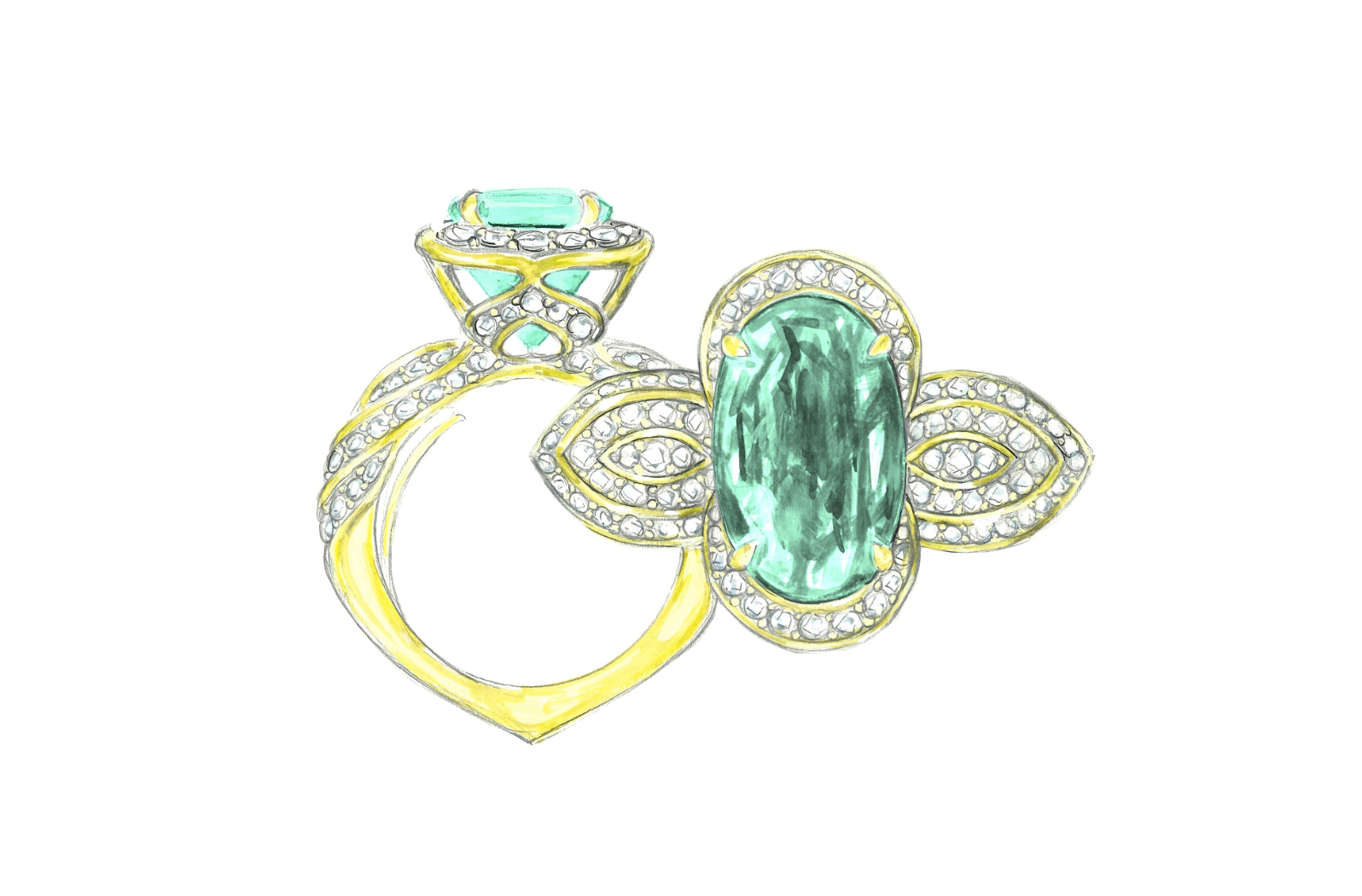 3.54ct Neon Paraiba Tourmaline Ring with D Flawless Diamonds set in 18K Yellow Gold