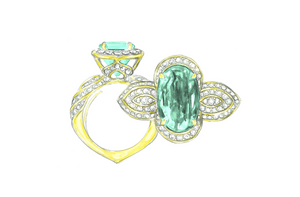 3.54ct Neon Paraiba Tourmaline Ring with D Flawless Diamonds set in 18K Yellow Gold