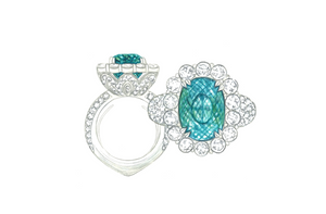3.11ct Neon Paraiba Tourmaline Ring with D Flawless Diamonds set in 18K White Gold