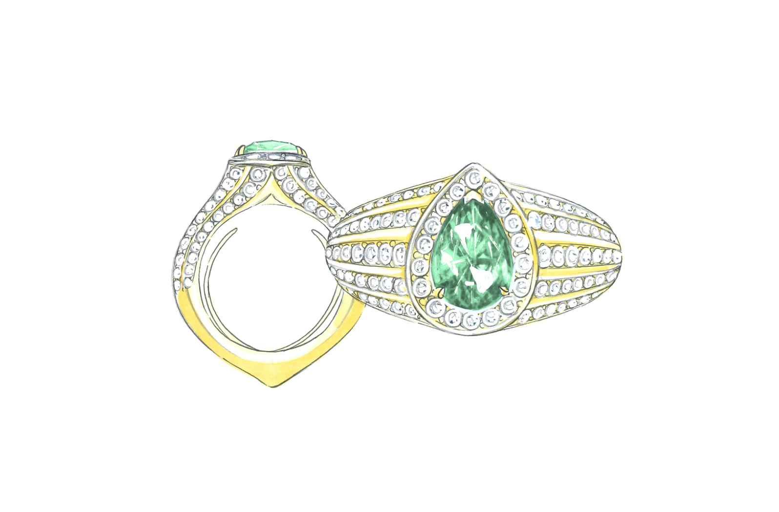 2.41ct Neon Paraiba Tourmaline Ring with D Flawless Diamonds set in 18K Yellow Gold