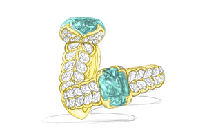 3.10ct Neon Paraiba Tourmaline Ring with D Flawless Diamonds set in 18K Yellow Gold