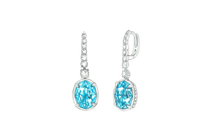 2.47ct Neon Paraiba Tourmaline Earrings with D Flawless Diamonds set in 18K White Gold