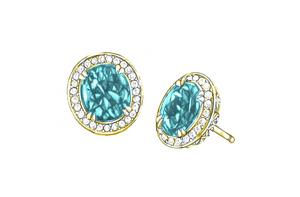 3.70ct Neon Paraiba Tourmaline Earrings with D Flawless Diamonds set in 18K Yellow Gold