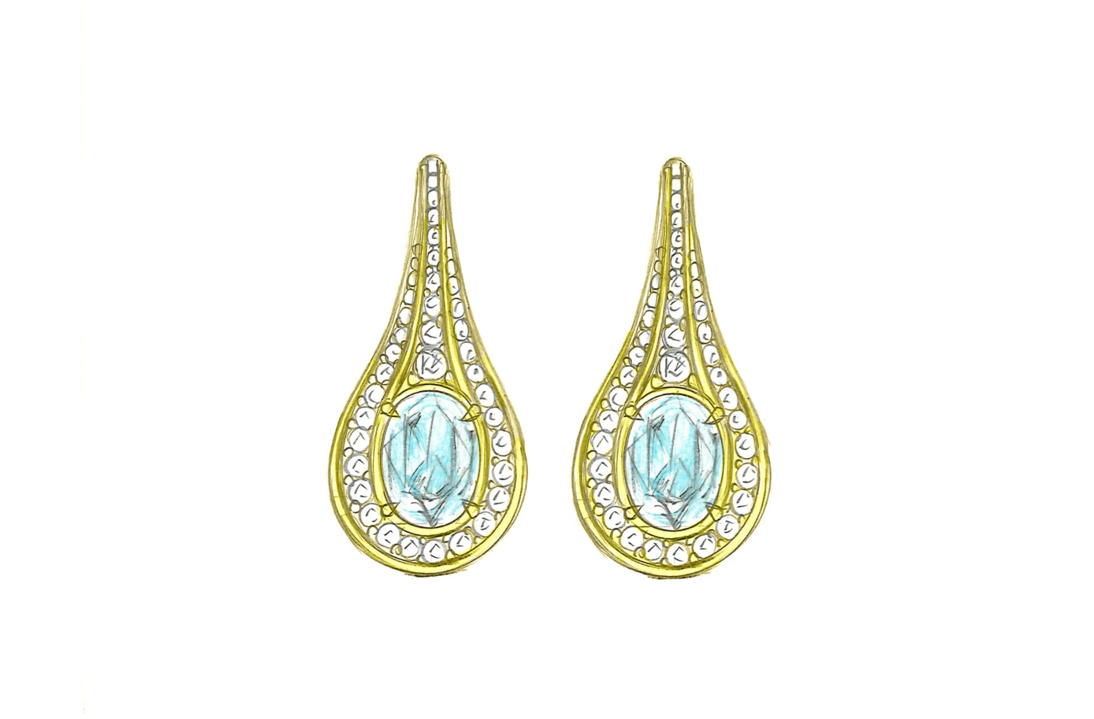 3.48ct Neon Paraiba Tourmaline Earrings with D Flawless Diamonds set in 18K Yellow Gold