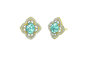 3.20ct Neon Paraiba Tourmaline Earrings with D Flawless Diamonds set in 18K Yellow Gold