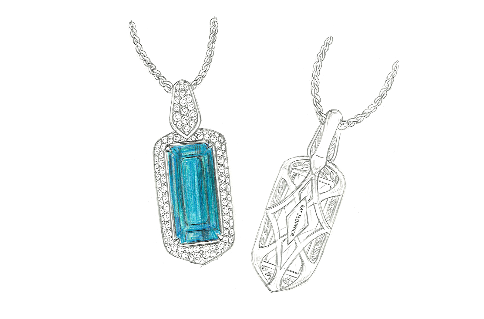 44.44ct Flawless Indigo Blue Indicolite Necklace with D Flawless Diamonds set in 18K Yellow Gold