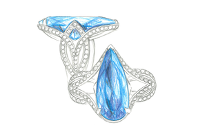 3.34ct Flawless Santa Maria Tatu Aquamarine Ring with D Flawless Diamonds set in 18K White Gold
