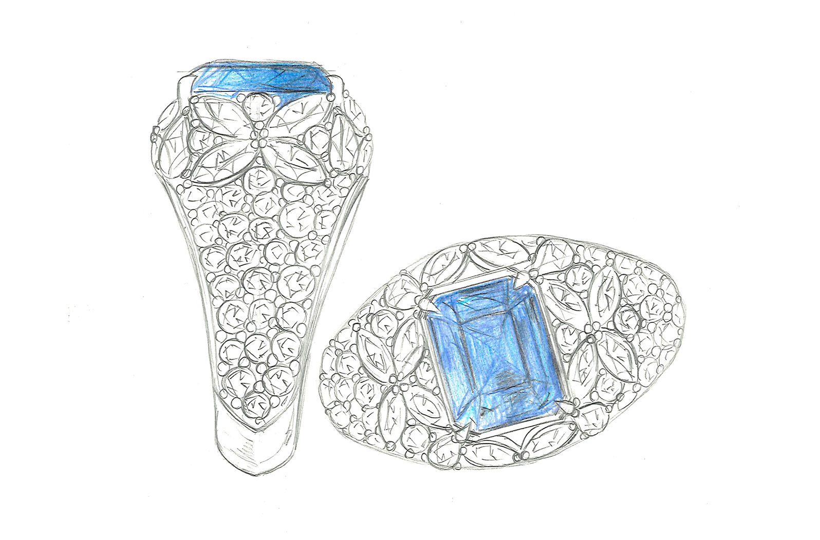 3.58ct Loupe Clean Santa Maria Tatu Aquamarine Ring with D Flawless Diamonds set in 18K Yellow Gold