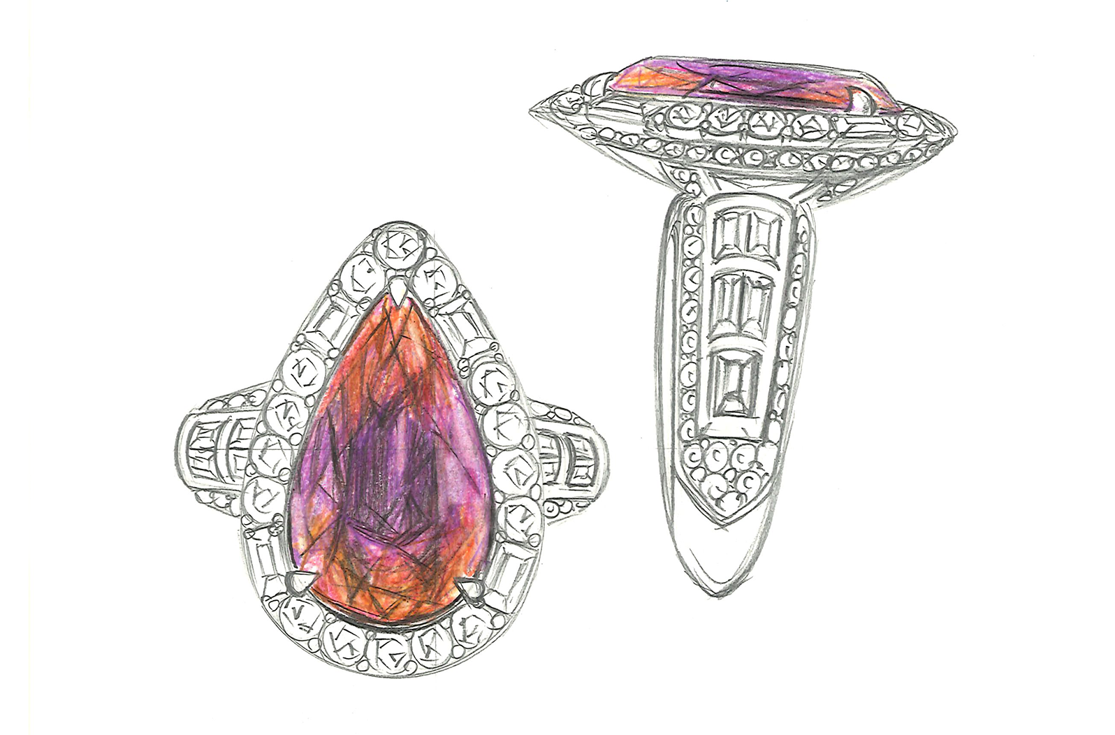 3.08ct Vermilion Red Imperial Topaz Ring with D Flawless Diamonds set in 18K White Gold